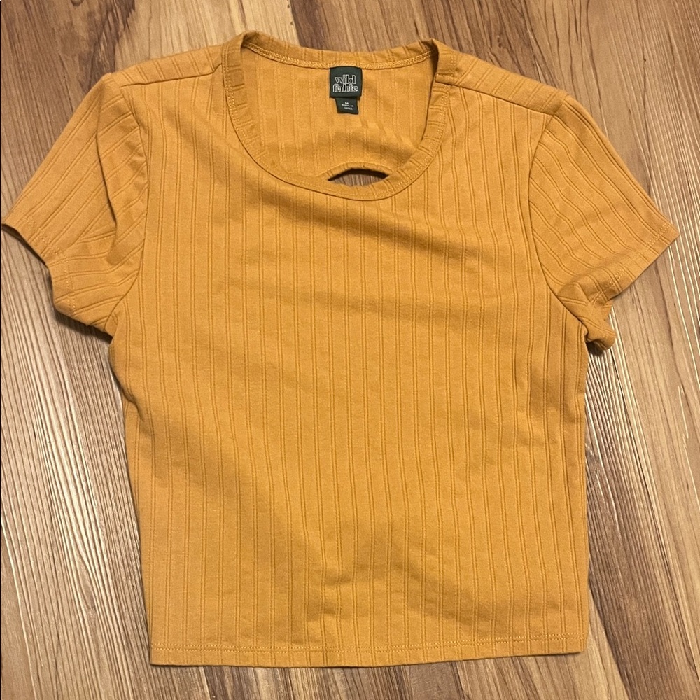 Wild Fable open back/backless twist Ribbed Short Sleeve crop tee